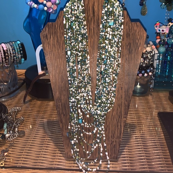 Vintage layered seed bead necklace with abalone shells - Picture 5 of 5